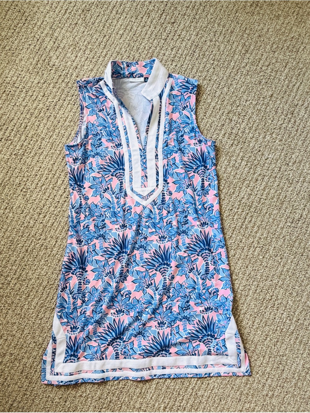 Cabana Life Pink and Blue Floral Collar Dress